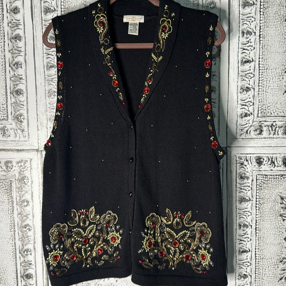 Vtg Yarnworks Bedazzled Vest